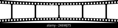 Gekrümmter Filmstreifen. Alte Retro-Filmstreifen. Analoges Videoaufnahmematerial. Vektorgrafik Stock Vektor