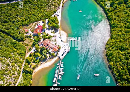 Luftaufnahme des Limski kanal oder Lim Kanals. Fjord in der Region Istra, Kroatien Stockfoto