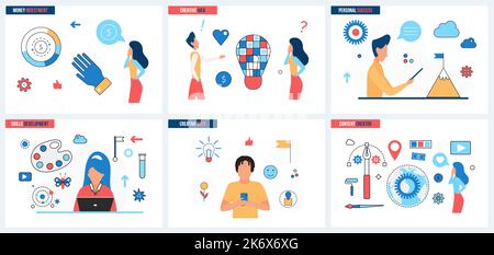 Grafik kreatives Design, Einstellung Kunst Agentur Set Vektor Illustration. Cartoon abstrakten Arbeitsbereich von Künstlern arbeiten an Ideen, zeichnen digital mit Tools Konzept für Banner, Website-Design oder Landing Web-Seite Stock Vektor