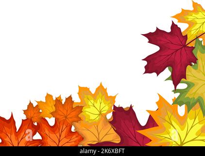 Thanksgiving Fall Banner mit hellen Herbstblättern. Design-Element für die Herbstferien, Veranstaltungen, Rabatte und Verkäufe. Vektorgrafik. Stock Vektor