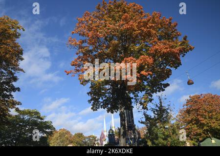 Kopenhagen /Dänemark/16. Oktober 2022 / Besucher, die im Tivoli-Garten schwelgen, um die Halloween-Saison im Tivoli Grden in der dänischen Hauptstadt zu sehen. (Foto..Francis Joseph Dean/Dean Picturs. Stockfoto