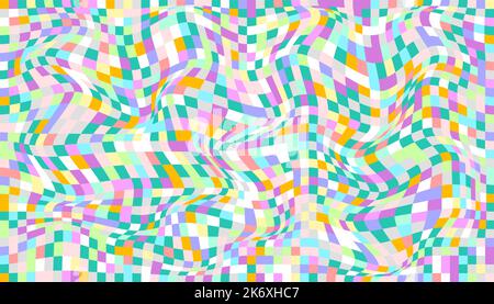 Karierter Hintergrund mit verzerrten Quadraten. Abstraktes Banner mit Verzerrung. Schachmuster. Schachbrettfläche Stock Vektor