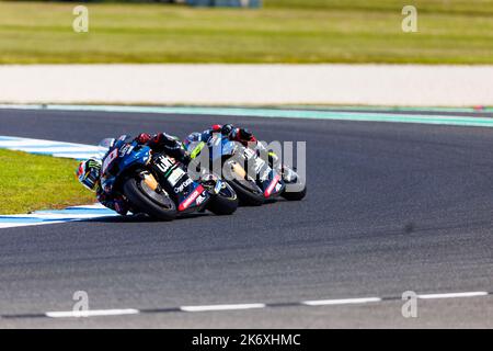 16. October 2022 ; Phillip Island Grand Prix Circuit, Melbourne, Victoria, Australien: MotoGP von Australien, Renntag: Mit Yamaha RNF MotoGP-Fahrer Darryn Binder während des Rennens Credit: Action Plus Sports Images/Alamy Live News Stockfoto