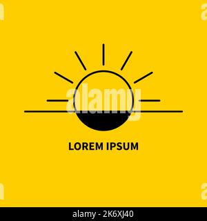 Minimales Sonnenzeichen, Sommerlogo. Einfaches Sonnensymbol Stock Vektor