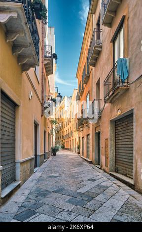 Trapani auf Sizilien kleine Straßen und Gebäude, Italien Stockfoto