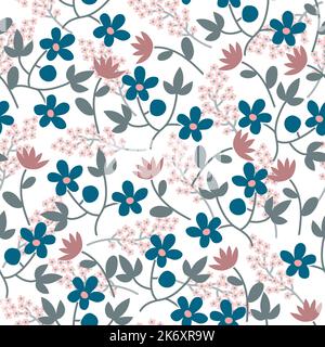 Nahtloses Muster mit Wildblumen in Pastellfarben. Sommer floralen Hintergrund Stock Vektor