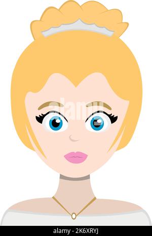 Vektor-Illustration einer Cartoon-Prinzessin/Braut, mit blonden Haaren und blauen Augen Stock Vektor