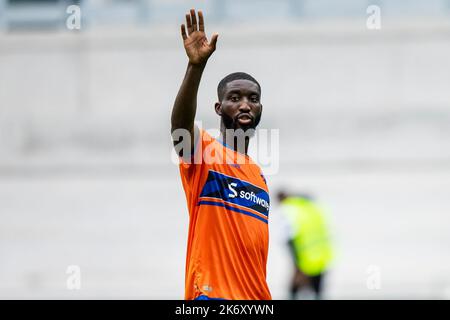 Karlsruhe, Deutschland. 15. Oktober 2022. Fußball: 2. Bundesliga, Karlsruher SC - Darmstadt 98, Matchday 12, BBBank Wildpark. Darmstadts Patric Pfeiffer-Gesten. Quelle: Tom Weller/dpa - Nutzung nur nach schriftl. Vereinbarung mit der dpa/Alamy Live News Stockfoto