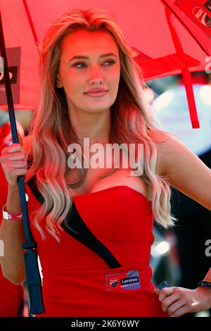 Phillip Island, Australien. , . Ducati Mädchen auf dem Gitter. - Grid Girl, MOTO GP Klasse, während der DORNA & FIM Moto GP Championship 2022 Runde 18. Phillip Island Australian Motorcycle Grand Prix am Sonntag, 16. Oktober 2022, Rennen. Bild & Copyright © Damir IVKA /ATP images (IVKA Damir/ATP/SPP) Quelle: SPP Sport Press Foto. /Alamy Live News Stockfoto