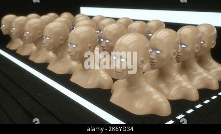 3D-Rendering. Humanoide Figuren und Sicifi-Szene Stockfoto