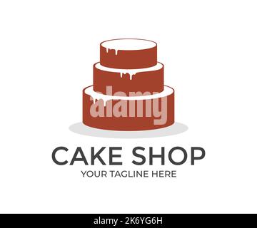 Cupcake, Sweet Cake, Cake Bakery, Konditorei, Cake Shop Logo Design. Konzept für Café oder Bäckerei Vektor-Design und Illustration. Stock Vektor