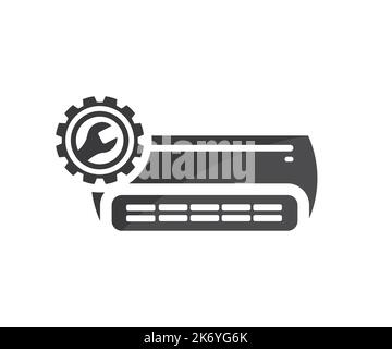 Befestigung moderner Klimaanlage, Reparatur und Wartung, Logo-Design. Wartung und Reparatur Konzept Vektor-Design und Illustration. Stock Vektor