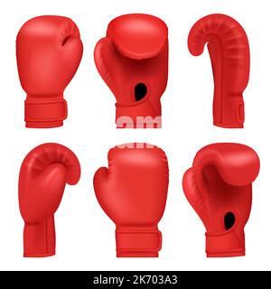 Boxerhandschuhe. Sport-Profi-Ausrüstung für Boxer anständige vektorfarbene Handschuhe in realistischem Stil Stock Vektor