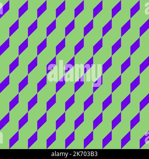 Violette Diamanten auf Grün - nahtloses Vektormuster, kräftige, druckvolle Formen, die Aufmerksamkeit erfordern, ideale Geometrie Stock Vektor