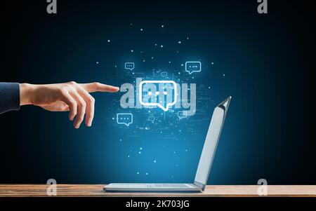 Das Konzept der Kommunikation in Chats und Instant Messenger in Internet-Ressourcen und sozialen Netzwerken. Stockfoto