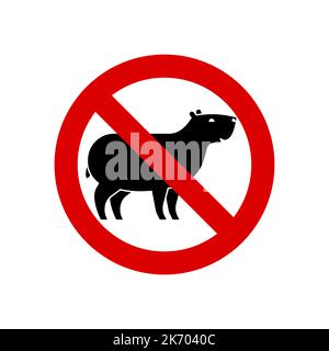 Halten Sie Capybara. Rotes Straßenschild verboten. Verbot von Meerschweinchen Stock Vektor