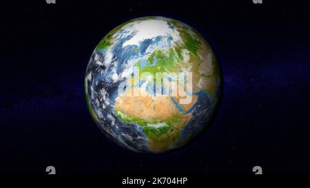 Realistischer Erdglobus mit Fokus auf Europa Stockfoto