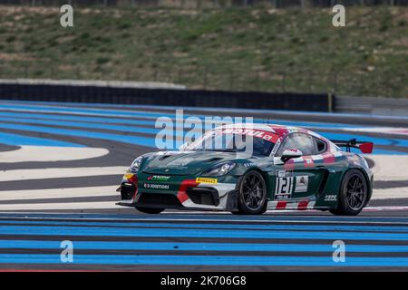 121 BURET Timothé, CAMPBELL Christopher, K-Worx, Porsche 718 Cayman GT4 RS Clubsport, Aktion während der 6. Runde des Alpine Europa Cup 2022, vom 14. Bis 16. Oktober auf dem Circuit Paul Ricard in Le Castellet, Frankreich - Foto Marc de Mattia / DPPI Stockfoto