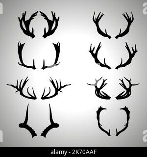 Set von Geweih Hirsch und Rentier Hörner Vektorbild Stock Vektor
