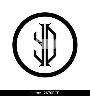 DY Logo Monogramm-Buchstabe mit sechseckiger Design-Vorlage in Hornform Stockfoto