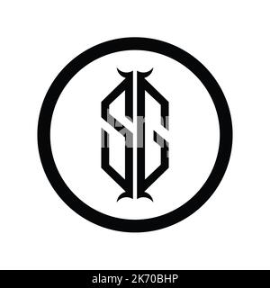 GS Logo Monogramm-Buchstabe mit sechseckiger Designvorlage in Hornform Stockfoto