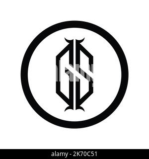 SG Logo Monogramm-Buchstabe mit sechseckiger Design-Vorlage in Hornform Stockfoto