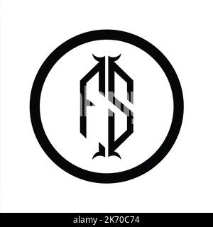 SF Logo Monogram Letter mit sechseckiger Designvorlage in Hornform Stockfoto