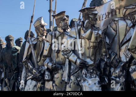 Das Bela-Kun-Denkmal im Memento-Park ein Freilichtmuseum, das monumentalen Statuen aus der kommunistischen Zeit Ungarns, Budapest, Ungarn, gewidmet ist Stockfoto