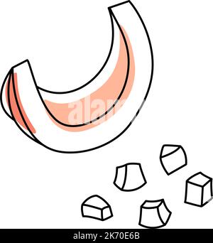 Doodle outline schneiden Kürbis mit Punkt schneiden. Vektorgrafik handgezeichnete Illustration zum Verpacken isoliert auf transparentem Hintergrund Stock Vektor