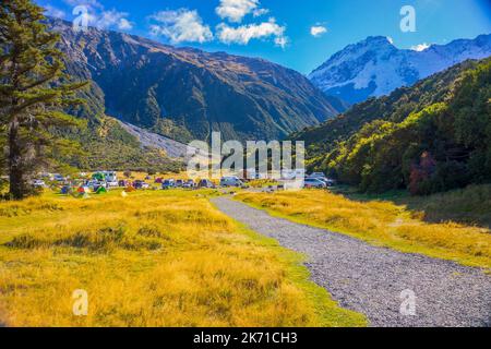 Mount Tasman Valleys, Aoraki Mt Cook Nationalpark Südliche Alpen Berg Südinsel Neuseeland Stockfoto