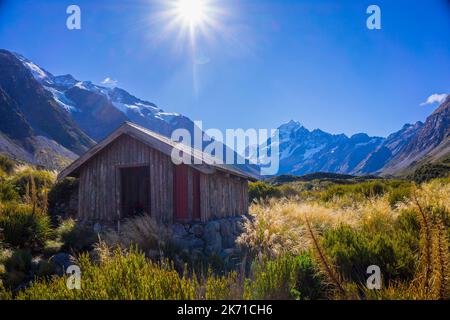 Mount Tasman Valleys, Aoraki Mt Cook Nationalpark Südliche Alpen Berg Südinsel Neuseeland Stockfoto