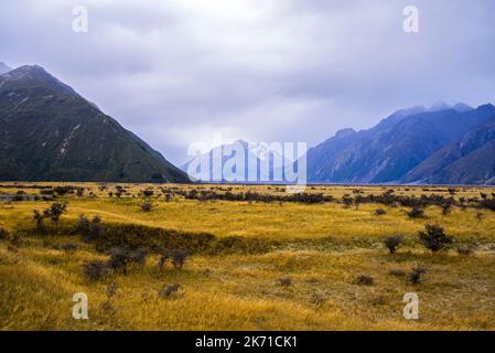 Mount Tasman Valleys, Aoraki Mt Cook Nationalpark Südliche Alpen Berg Südinsel Neuseeland Stockfoto