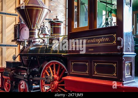 C.P. Hunnington Southern Pacific Railroad Lokomotive Nummer 1. Stockfoto