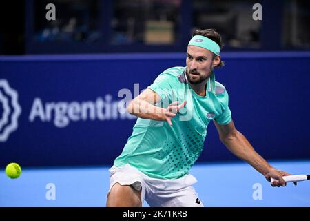 Der Belgier Ruben Bemelmans, der während des Qualifikationsspiels zwischen dem Franzosen Blancaneaux und dem Belgier Bemelmans beim ATP-Turnier European Open Tennis in Antwerpen am Sonntag, den 16. Oktober 2022, in Aktion stand. BELGA FOTO LAURIE DIEFFEMBACQ Stockfoto