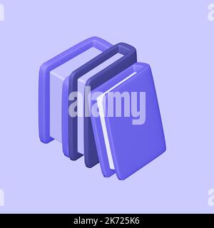 Isometrisches Symbol mit bunten Büchern auf Vektorgrafik mit blauem Hintergrund Stockfoto