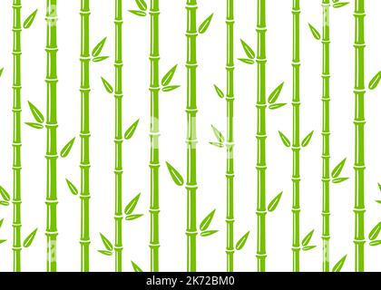 Nahtloses Bambusmuster. Einfacher flacher grüner Bambushintergrund mit Stiel, Ast und Blättern. Naturhintergrund. Abstrakte asiatische Textur. Vektor Stock Vektor