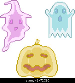 Pixel-Kunst von halloween Geist Freund Stock Vektor