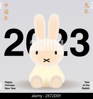 Chinesisches Neujahr 2023 Kaninchen Vektor Minimal Design Stock Vektor