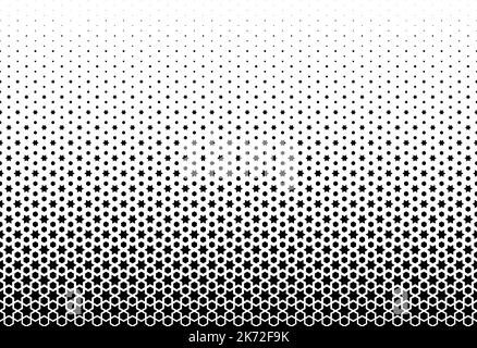 Geometrisches Muster von schwarzen Figuren auf weißem Hintergrund.nahtlos in eine Richtung.Option mit einem DURCHSCHNITTLICHEN Ausblenden.Skalenmethode.65 Figuren in der Höhe. Stock Vektor