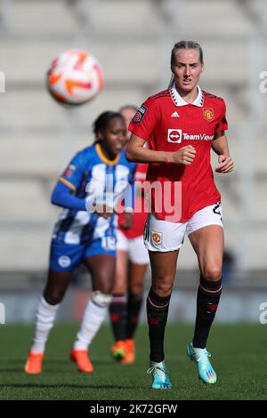 Leigh, Großbritannien. 16. Oktober 2022. Millie Turner aus Manchester United beim Spiel der FA Women's Super League im Leigh Sports Village, Leigh. Bildnachweis sollte lauten: Jessica Hornby/Sportimage Kredit: Sportimage/Alamy Live News Stockfoto