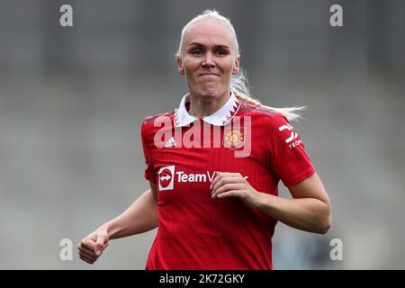 Leigh, Großbritannien. 16. Oktober 2022. Maria Thorisdottir von Manchester United während des Spiels der FA Women's Super League im Leigh Sports Village, Leigh. Bildnachweis sollte lauten: Jessica Hornby/Sportimage Kredit: Sportimage/Alamy Live News Stockfoto