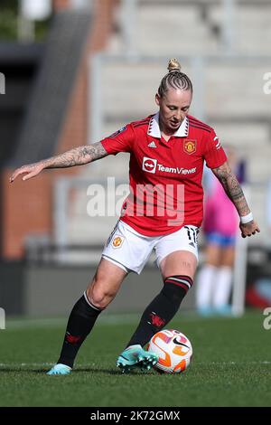 Leigh, Großbritannien. 16. Oktober 2022. Leah Galton aus Manchester United beim Spiel der FA Women's Super League im Leigh Sports Village, Leigh. Bildnachweis sollte lauten: Jessica Hornby/Sportimage Kredit: Sportimage/Alamy Live News Stockfoto