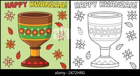 Kwanzaa Unity Cup Coloring Page Illustration Stock Vektor