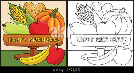 Happy Kwanzaa Mazao Malvorlagen-Illustration Stock Vektor