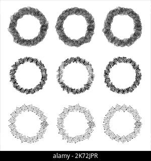 Super-Satz von Kreislinien. Rundet Kreise mit Scribble-Linien. Einfacher handgezeichneter Kreis. Stock Vektor