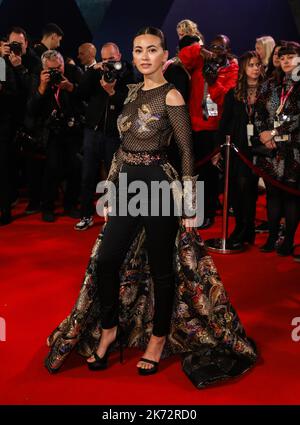 London, Großbritannien. 16. Oktober 2022. Jesscia Henwick nimmt an der Vorführung von „Glass Onion: A Knives Out Mystery“ des BFI London Film Festival in der Royal Festival Hall Teil. Kredit: SOPA Images Limited/Alamy Live Nachrichten Stockfoto