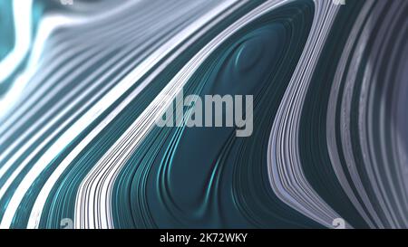 3D Rendering von abstraktem Objekt in hyperrealistischer Szene mit farbenfroher flüssiger Marmoreffekt-Textur Stockfoto