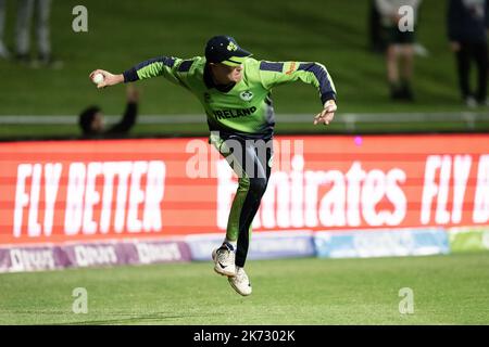 Hobart, Australien. 17.. Oktober 2022. Harry Tector von Irland in Aktion an der Grenze während des ICC Men's World Cup T20 Spiel zwischen Irland V Simbabwe in Bellerive Oval am 17. Oktober 2022 in Hobart, Australien. BILD NUR FÜR REDAKTIONELLE VERWENDUNG - AUSSCHLIESSLICH KEINE KOMMERZIELLE NUTZUNG Quelle: Izhar Ahmed Khan/Alamy Live News/Alamy Live News Stockfoto