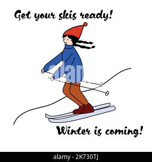 Bereiten Sie Ihre Ski vor, der Winter kommt Stock Vektor