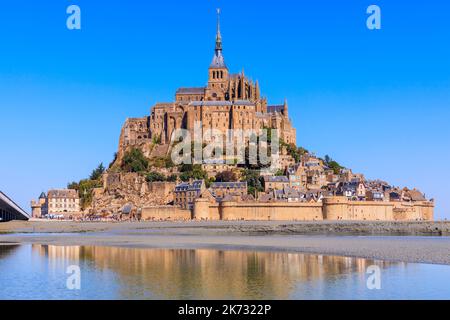 Mont Saint-Michel. Blick aus dem Südosten. Normandie, Frankreich. Stockfoto